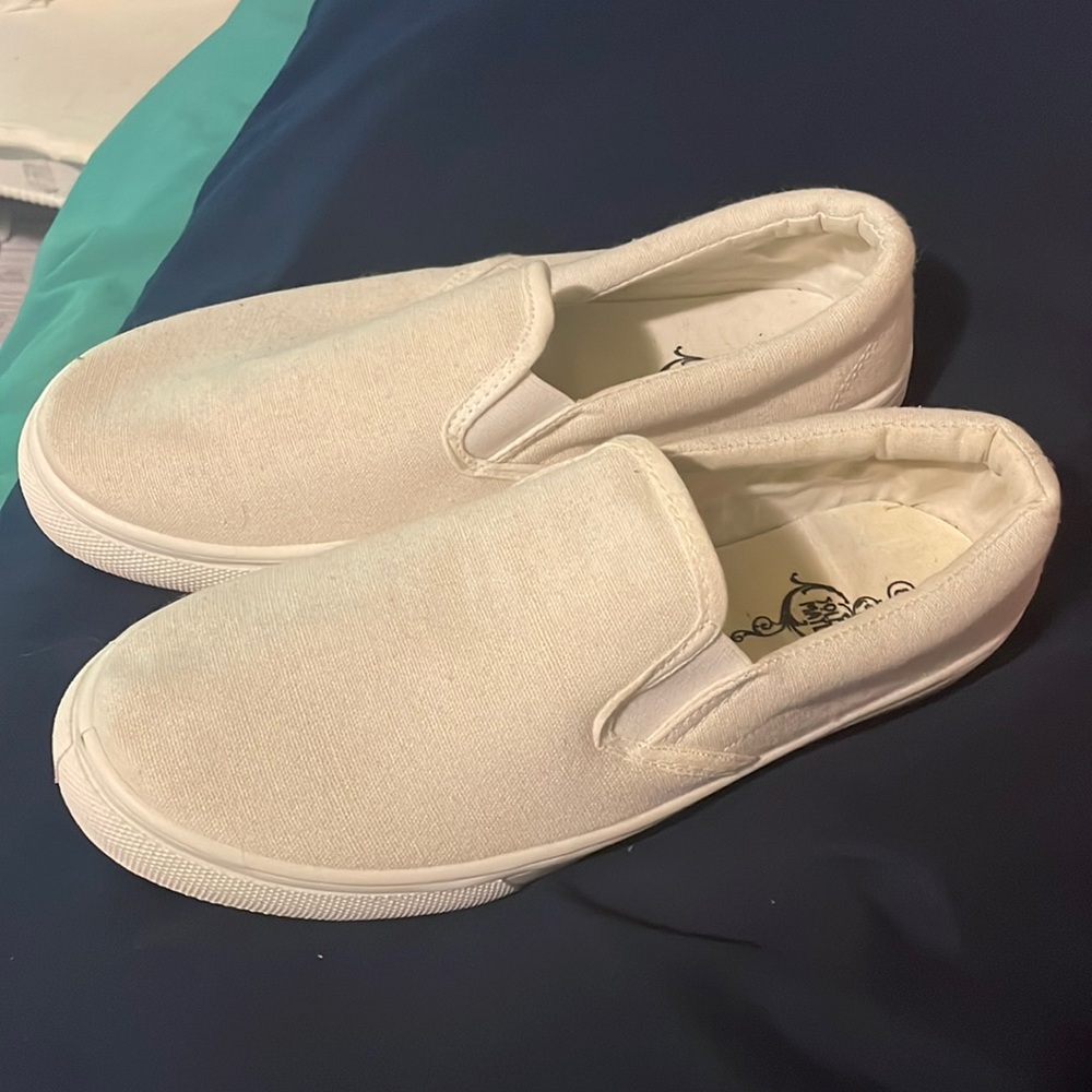 White slide on shoes. Brand new
